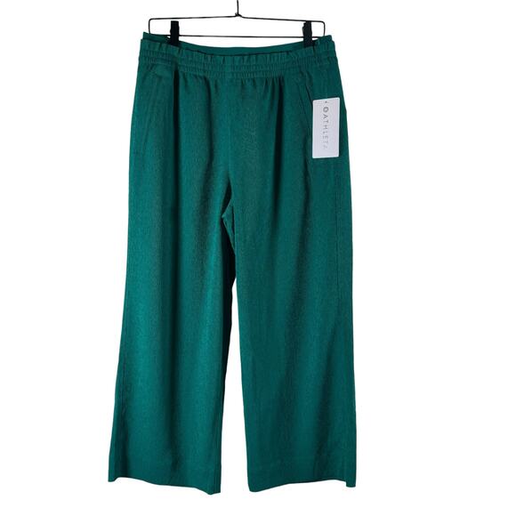 Athleta Pants - NWT Athleta Green Echo Wide Cropped Trouser Pants Pull On Relaxed Size 10